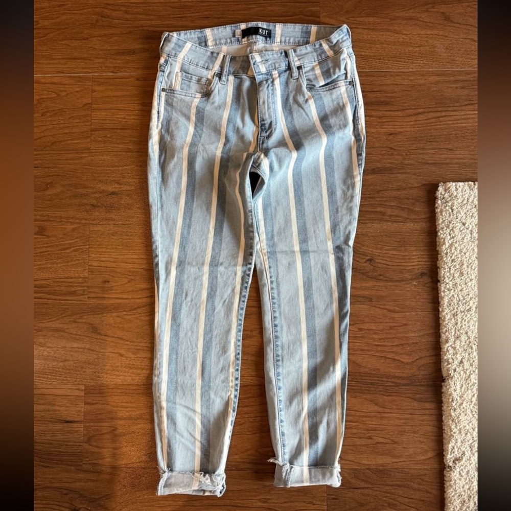Th KUT Striped Blue and White Jeans